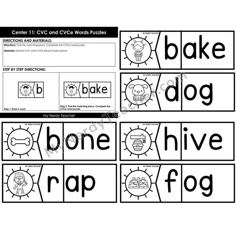 Morning Bins: CVC and CVCe Word Puzzles — Summer Sun Theme