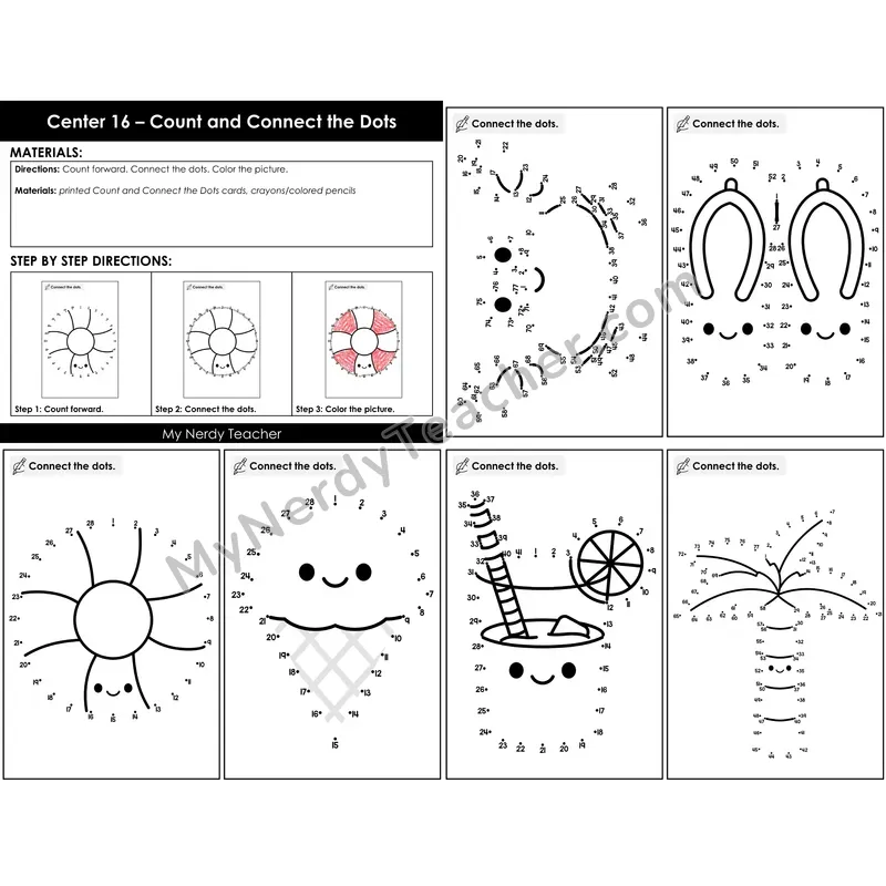 Morning Bins: Count and Connect the Dots Cards — Spring Theme