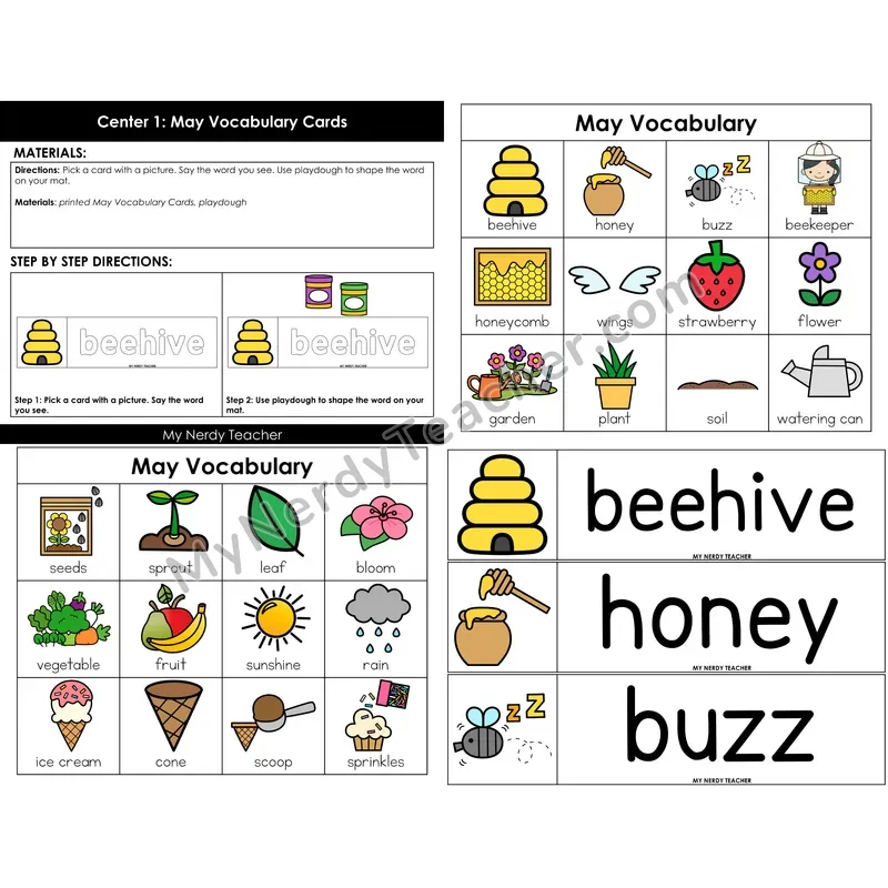 Morning Bins: May Spring Vocabulary Word Building Cards