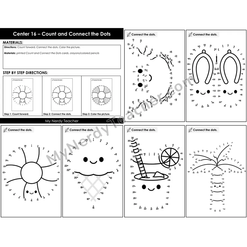 Morning Bins: Count and Connect the Dots Cards — Spring Theme