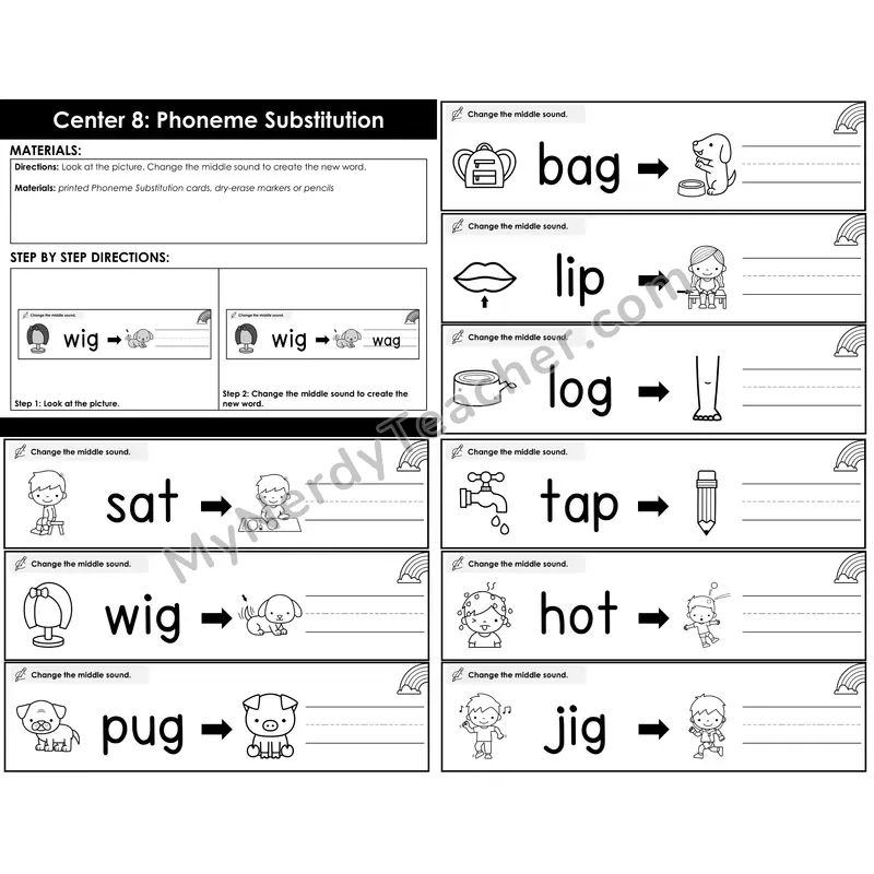 Morning Bins: Phoneme Substitution Medial Sound Cards — Spring Theme