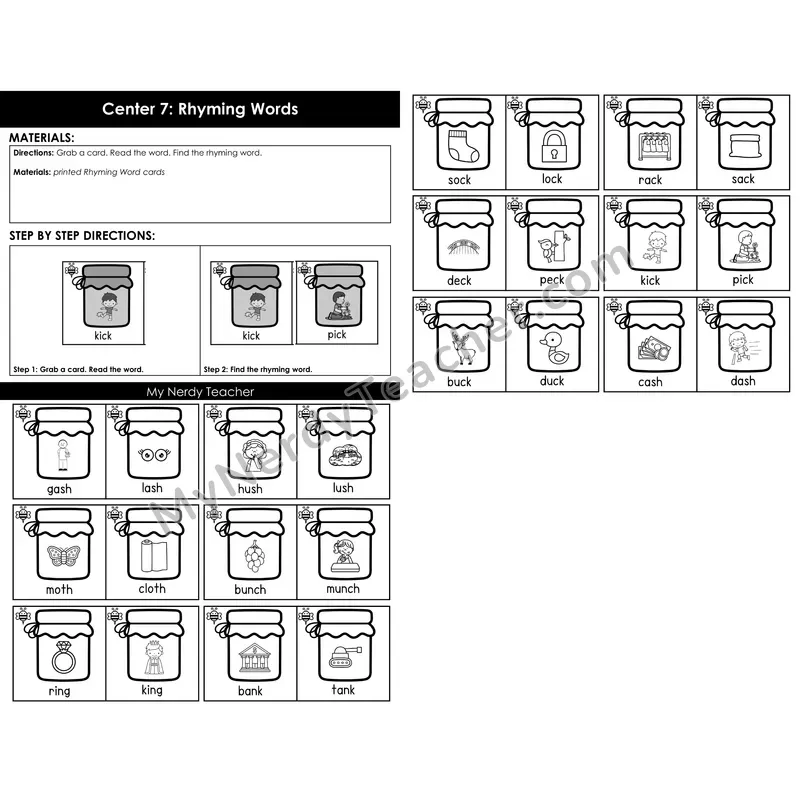 Morning Bins: Rhyming Words Match Cards — Spring Theme
