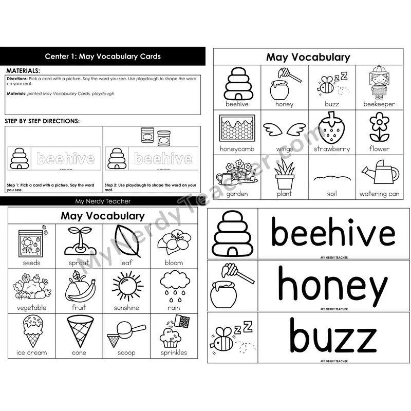 Morning Bins: May Spring Vocabulary Word Building Cards