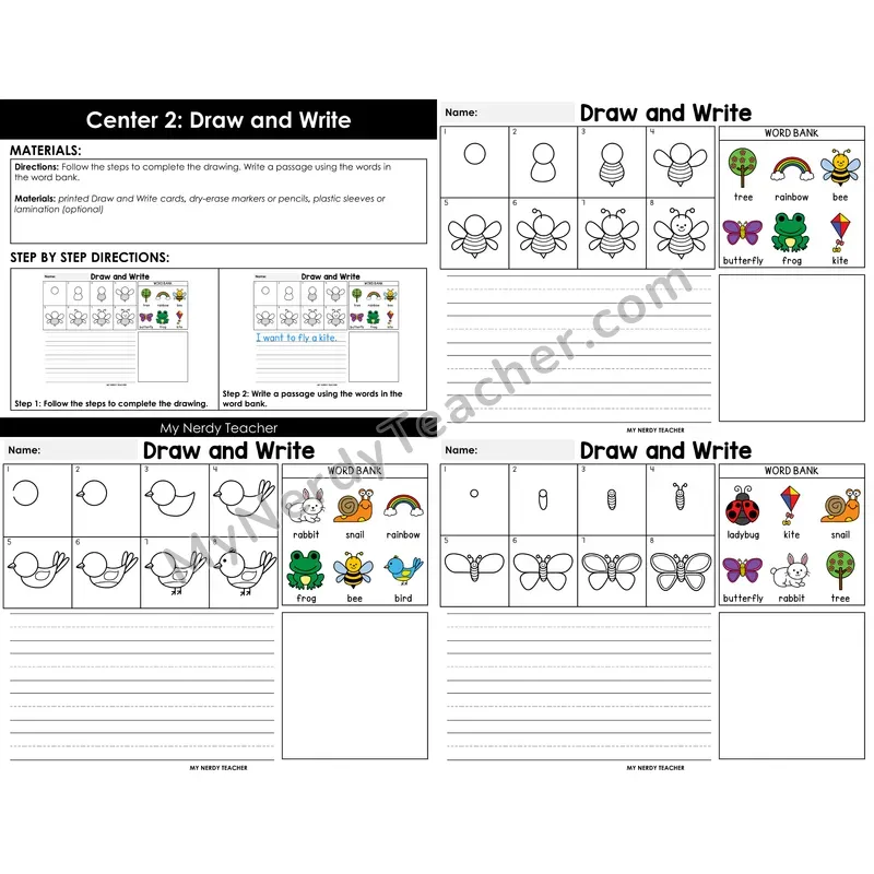 Morning Bins: Directed Drawing and Sentence Writing — Spring Bugs Theme