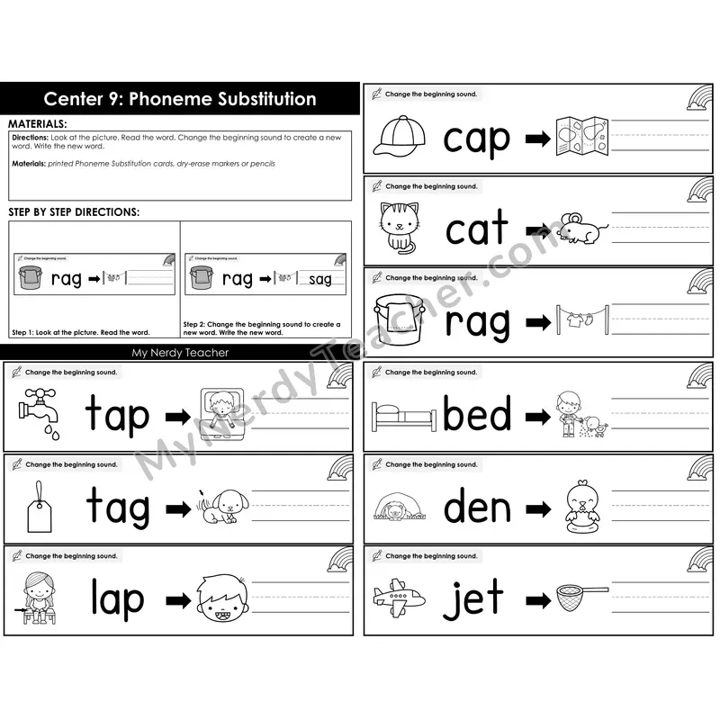 Morning Bins: Phoneme Substitution Beginning Sound Cards — Spring Theme