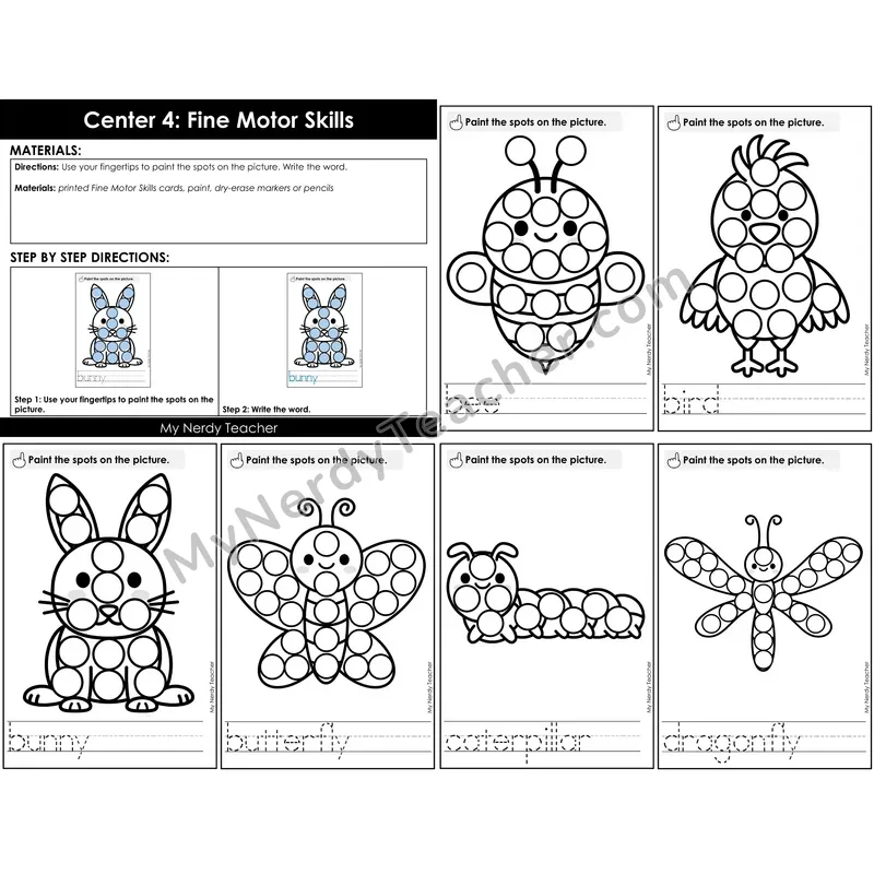 Morning Bins: Fine Motor Q-Tip Painting Cards — Spring Bugs Theme