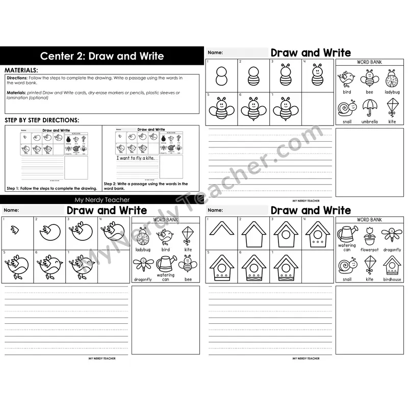 Morning Bins: Directed Drawing and Sentence Writing — Spring Theme