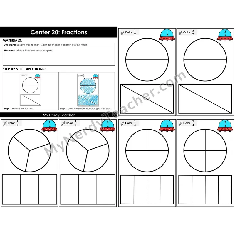 Morning Bins: Fractions Partitioning Shapes Cards — Valentine's Theme (1/2, 1/3, 1/4)