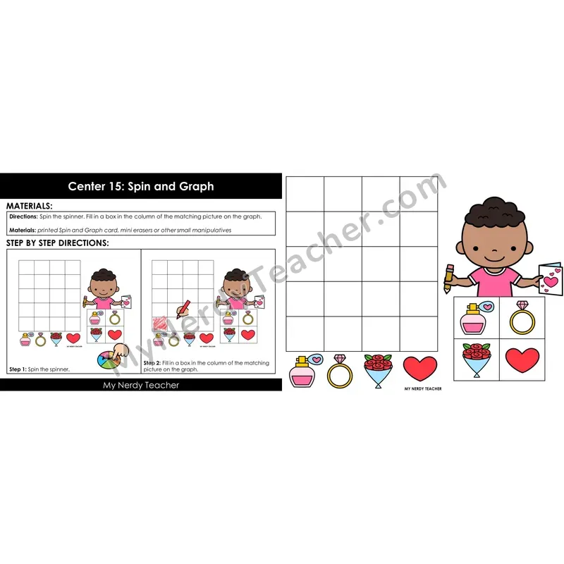 Morning Bins: Spin and Graph Cards — Valentine's Theme