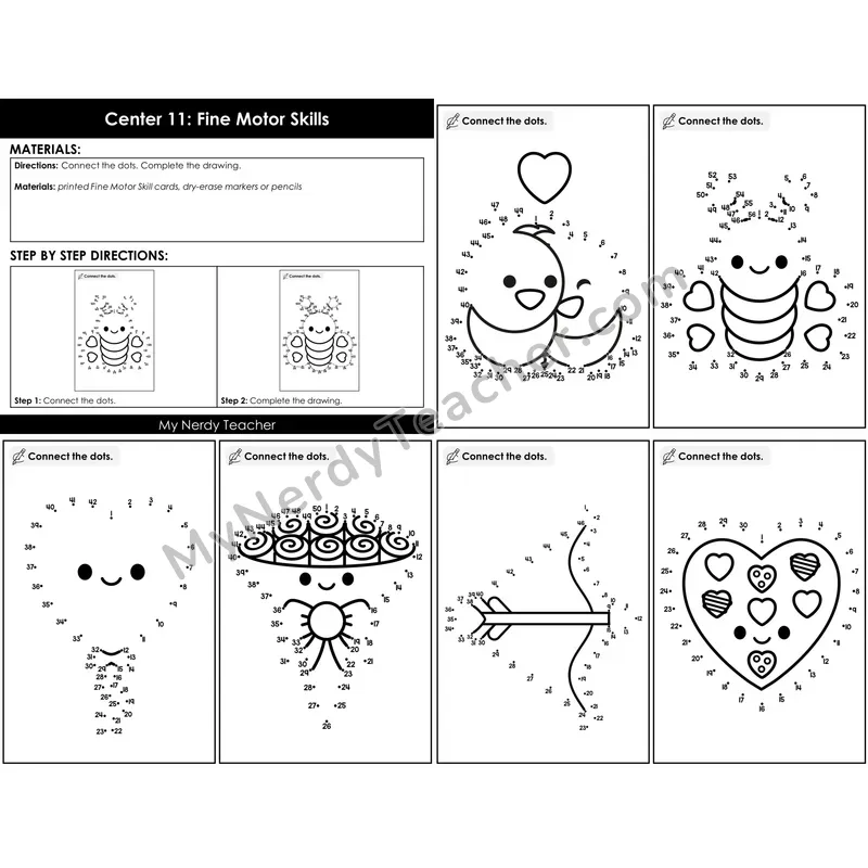Morning Bins: Fine Motor Connect the Dots Drawing Cards — Valentine's Theme