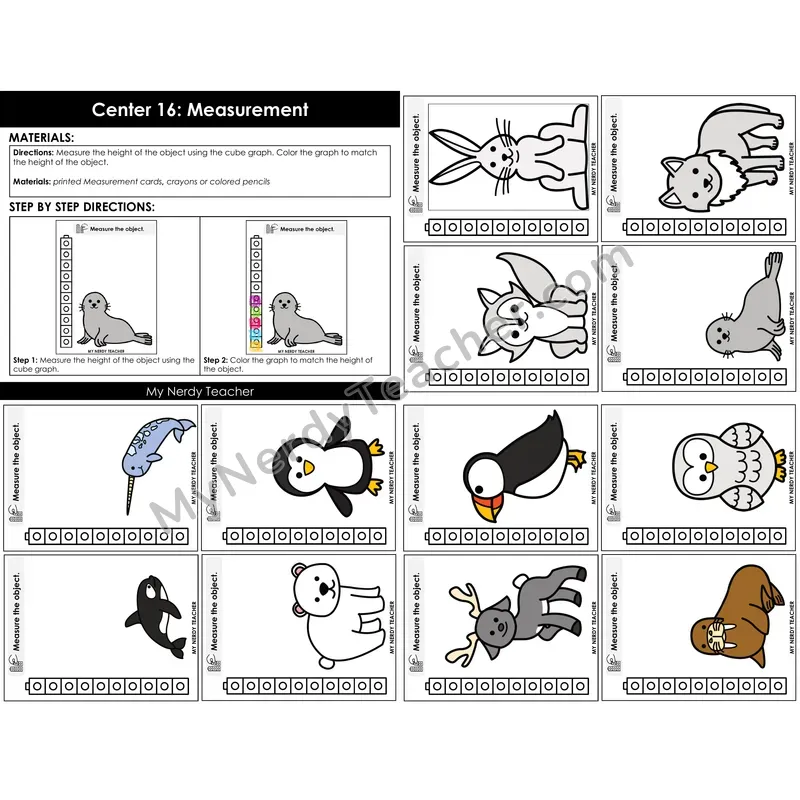 Morning Bins: Non-Standard Measurement Cards — Winter Arctic Animals