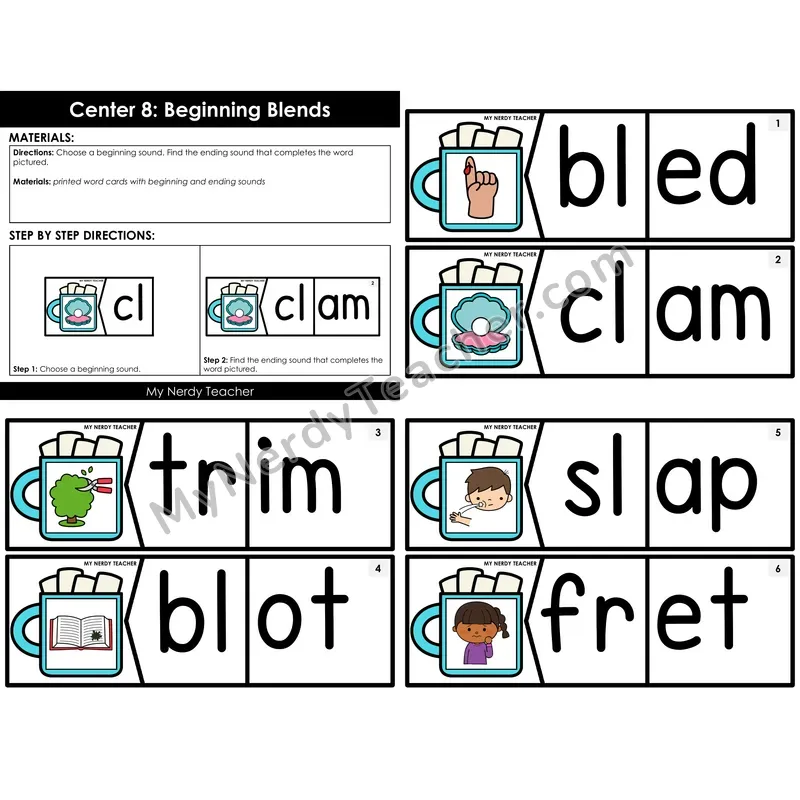 Morning Bins: Beginning Blends Build the Word Cards — Winter Theme