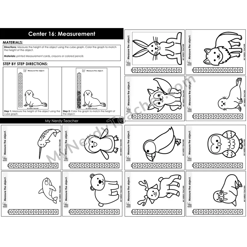 Morning Bins: Non-Standard Measurement Cards — Winter Arctic Animals