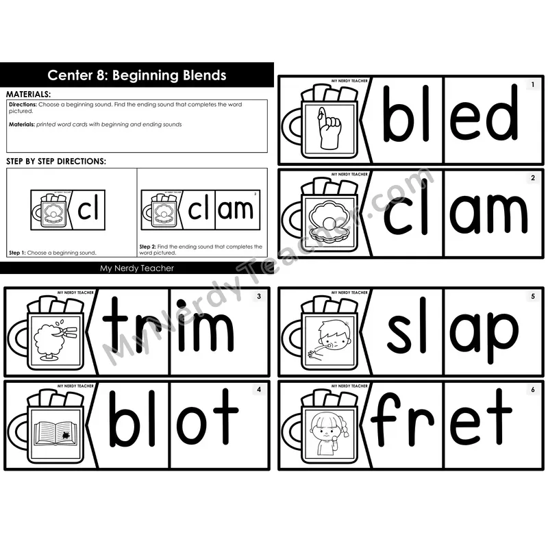 Morning Bins: Beginning Blends Build the Word Cards — Winter Theme