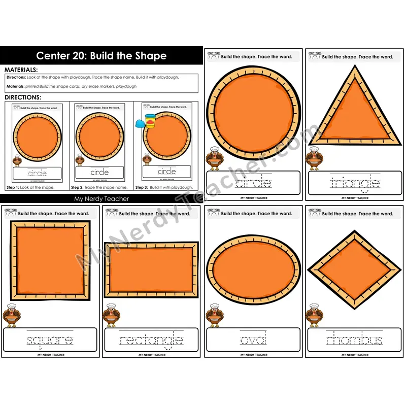 Morning Bins: Build the 2D Shape with Playdough Cards — Fall Theme