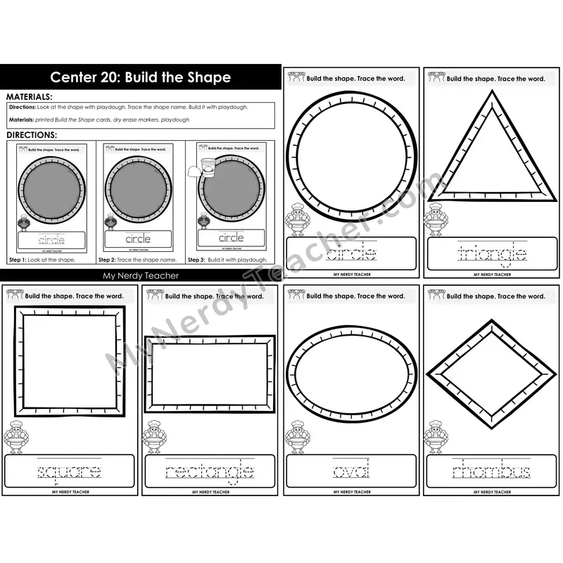 Morning Bins: Build the 2D Shape with Playdough Cards — Fall Theme