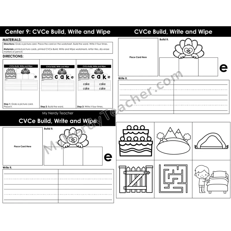 Morning Bins: CVCe Build, Write and Wipe Cards — Fall Turkey Theme