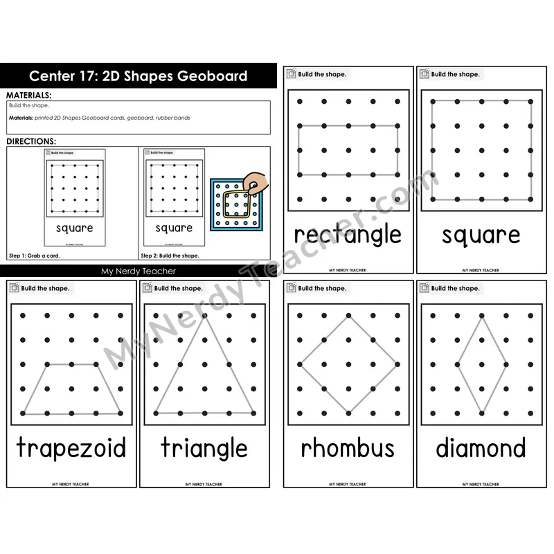 Morning Bins: 2D Shapes Geoboard Build Cards — Back to School Theme