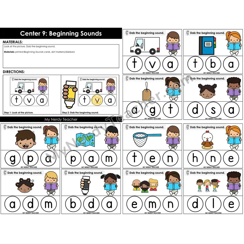 Morning Bins: Beginning Sounds Dab Cards — Back to School Theme