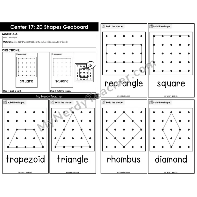 Morning Bins: 2D Shapes Geoboard Build Cards — Back to School Theme