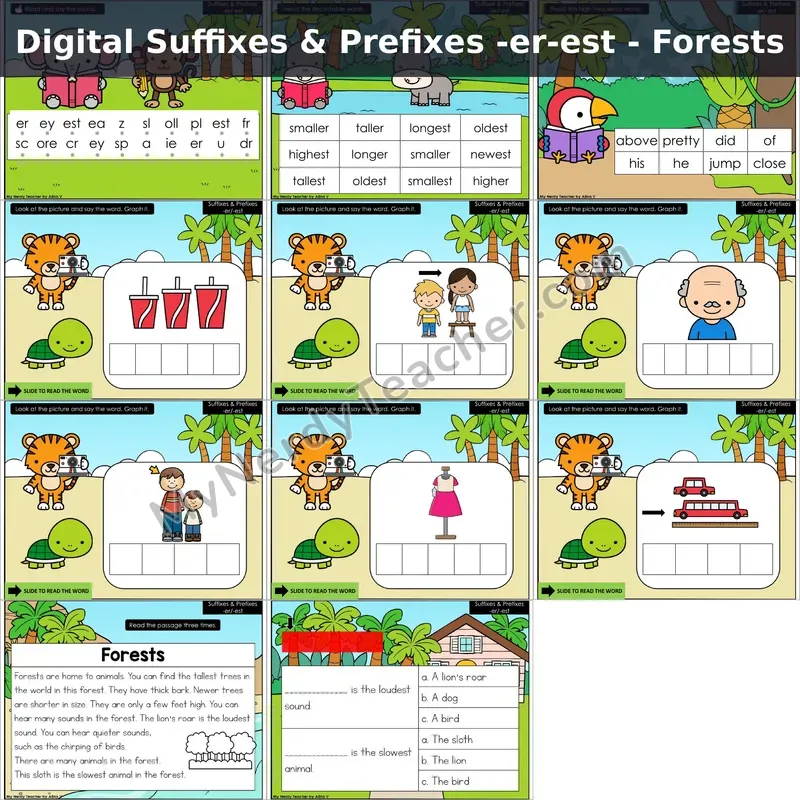 -er, -est (Suffixes) Decodable Passage — Forests (Google Slides)