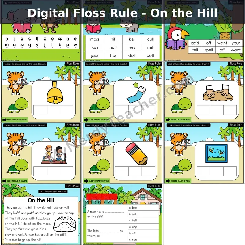 Floss Rule (ff, ll, ss, zz) Decodable Passage — On the Hill (Google Slides)