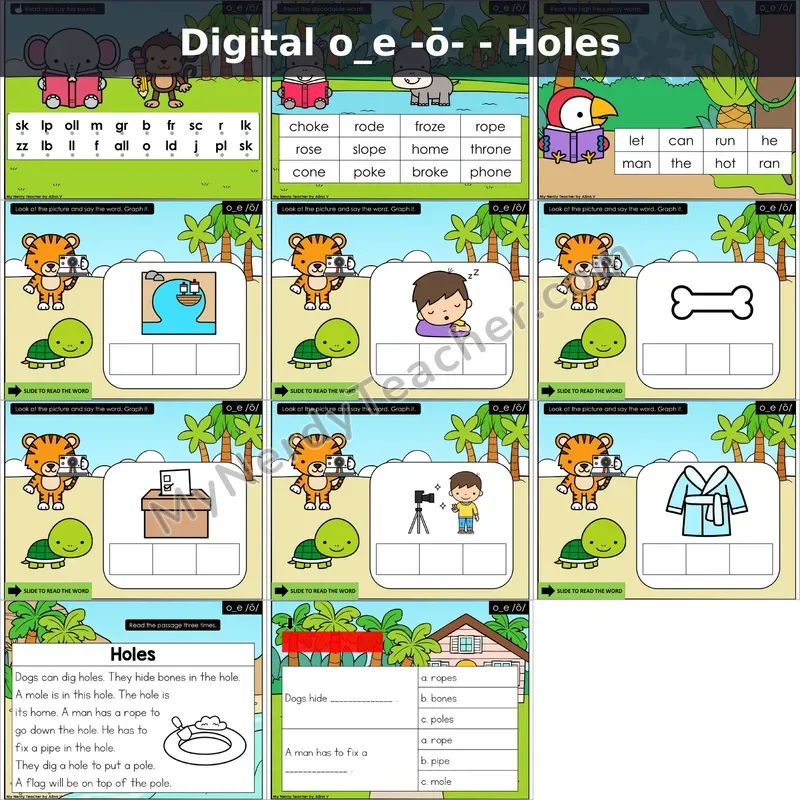 o_e /ō/ Decodable Passage — Holes (Google Slides)