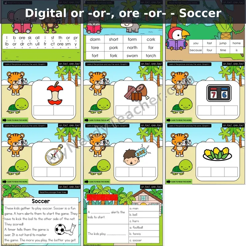 or, ore /or/ Decodable Passage — Soccer (Google Slides)