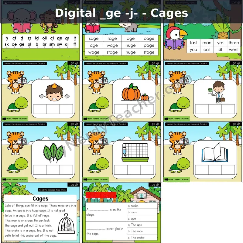 _ge /j/ (Soft G) Decodable Passage — Cages (Google Slides)