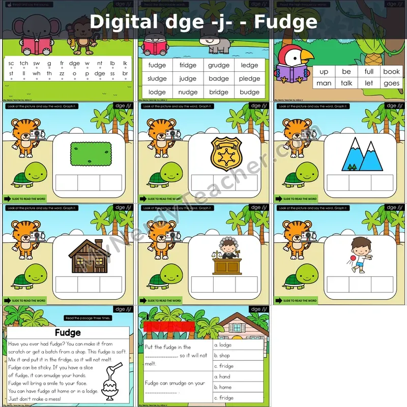 dge /j/ Decodable Passage — Fudge (Google Slides)