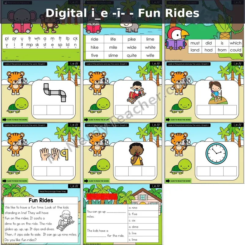 i_e /ī/ Decodable Passage — Fun Rides (Google Slides)