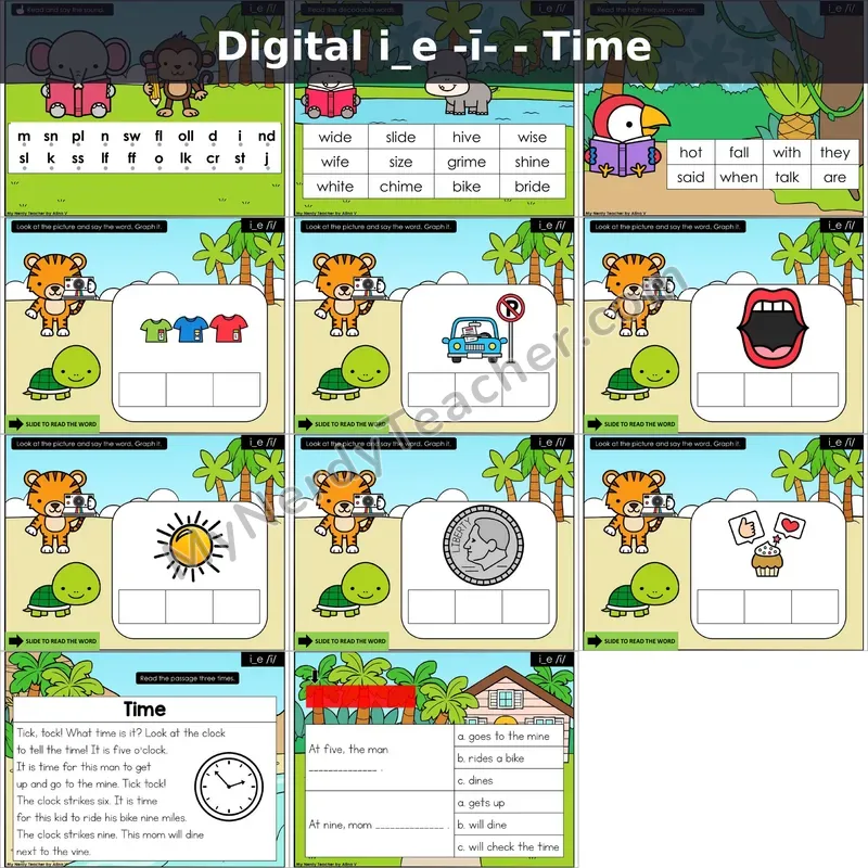 i_e /ī/ Decodable Passage — Time (Google Slides)