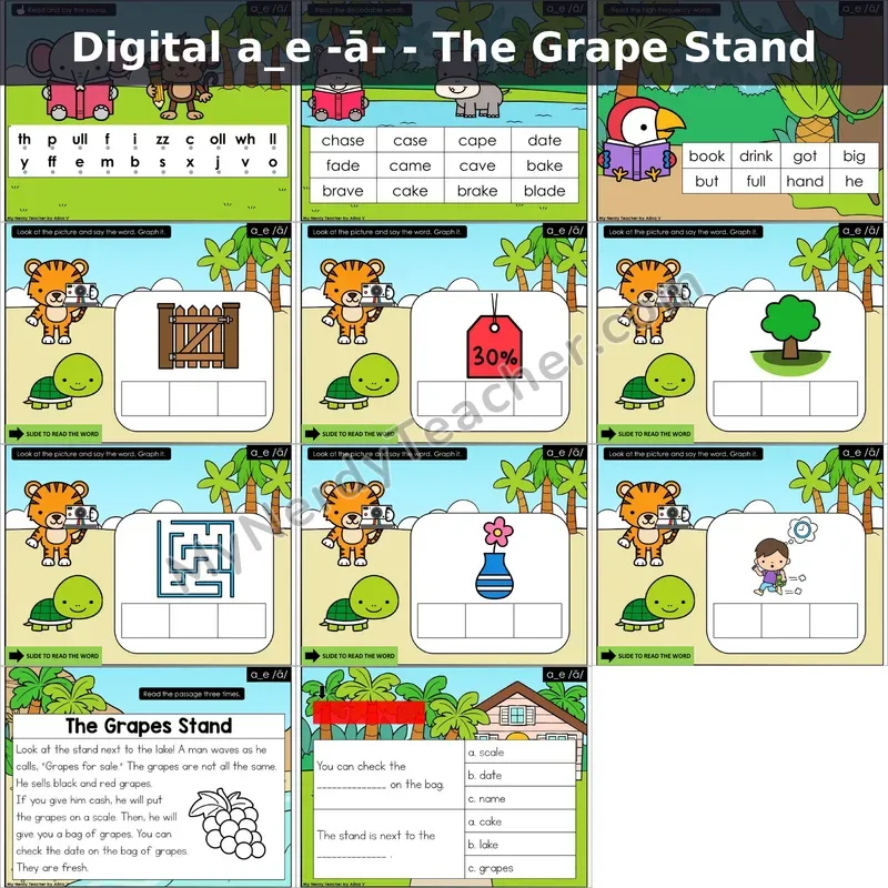a_e /ā/ Decodable Passage — The Grape Stand (Google Slides)