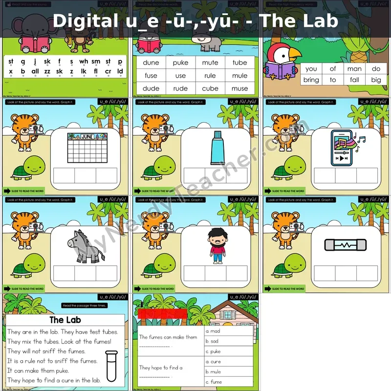 u_e /ū/, /yū/ Decodable Passage — The Lab (Google Slides)