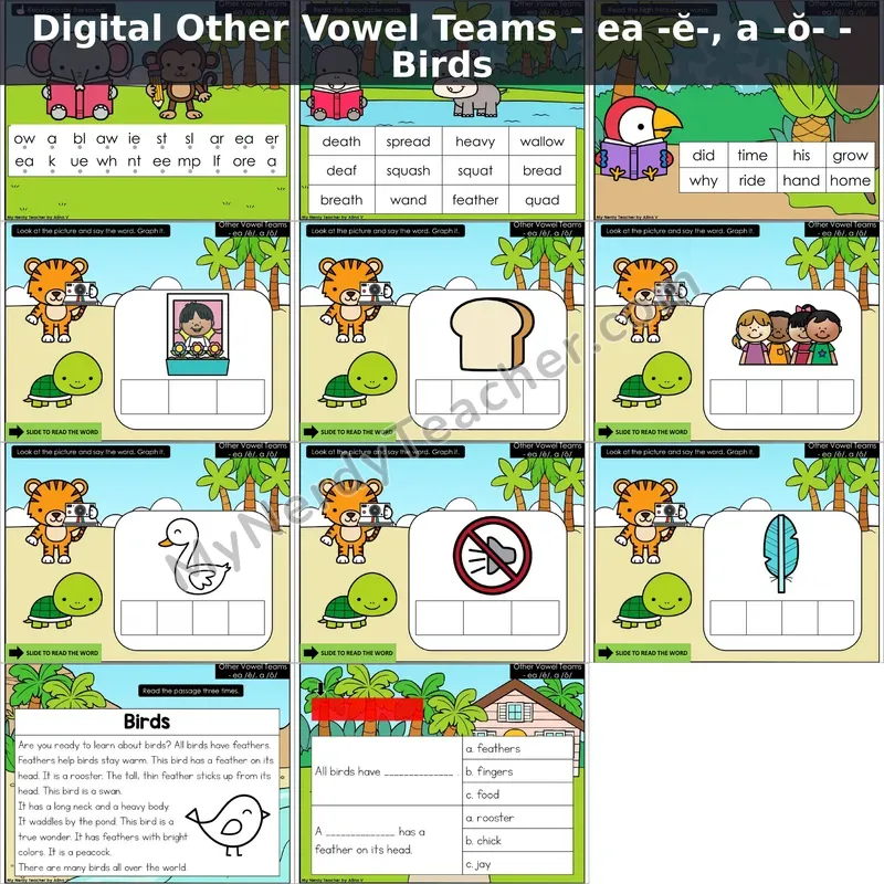 ea /ĕ/, a /ŏ/ Decodable Passage — Birds (Google Slides)