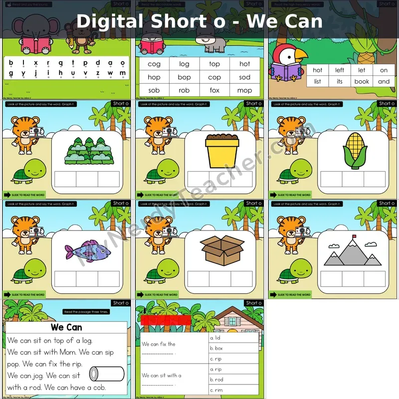 Short o /ŏ/ Decodable Passage — We Can (Google Slides)