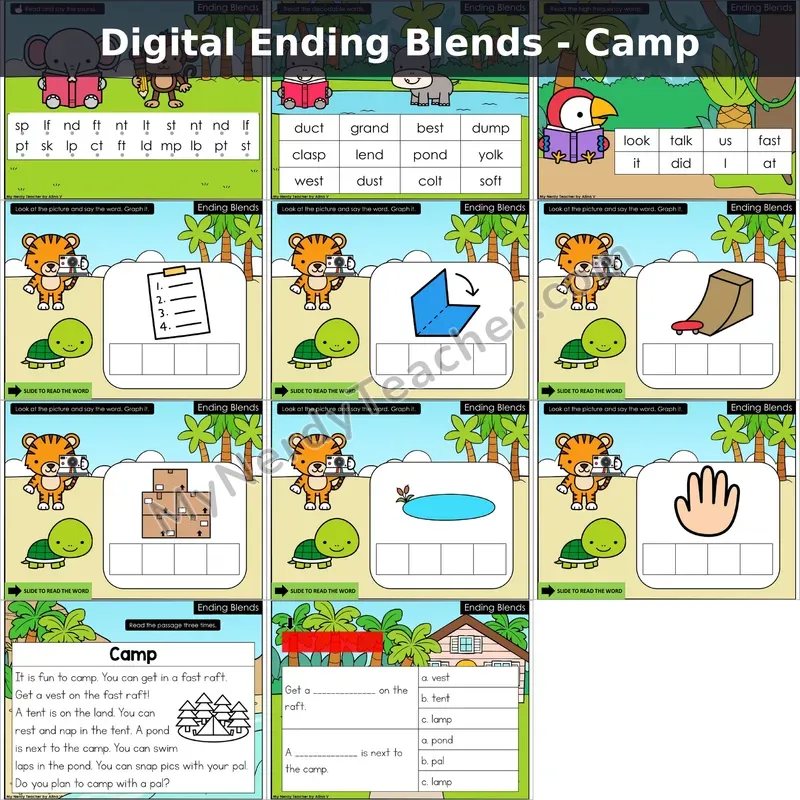 Ending Blends Decodable Passage — Camp (Google Slides)