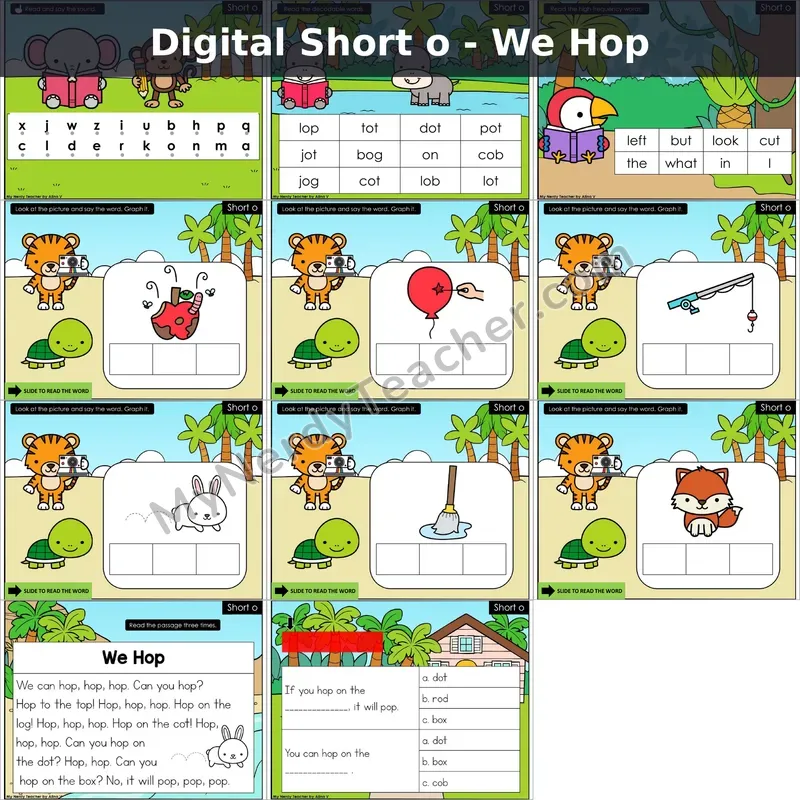 Short o /ŏ/ Decodable Passage — We Hop (Google Slides)