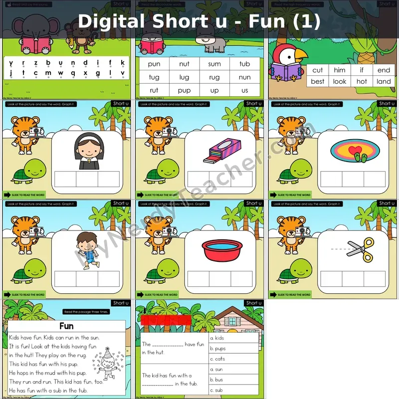 Short u /ŭ/ Decodable Passage — Fun (1) (Google Slides)