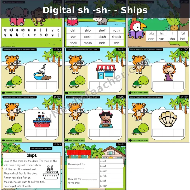 sh /sh/ Decodable Passage — Ships (Google Slides)