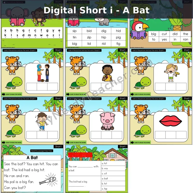 Short i /ĭ/ Decodable Passage — A Bat (Google Slides)