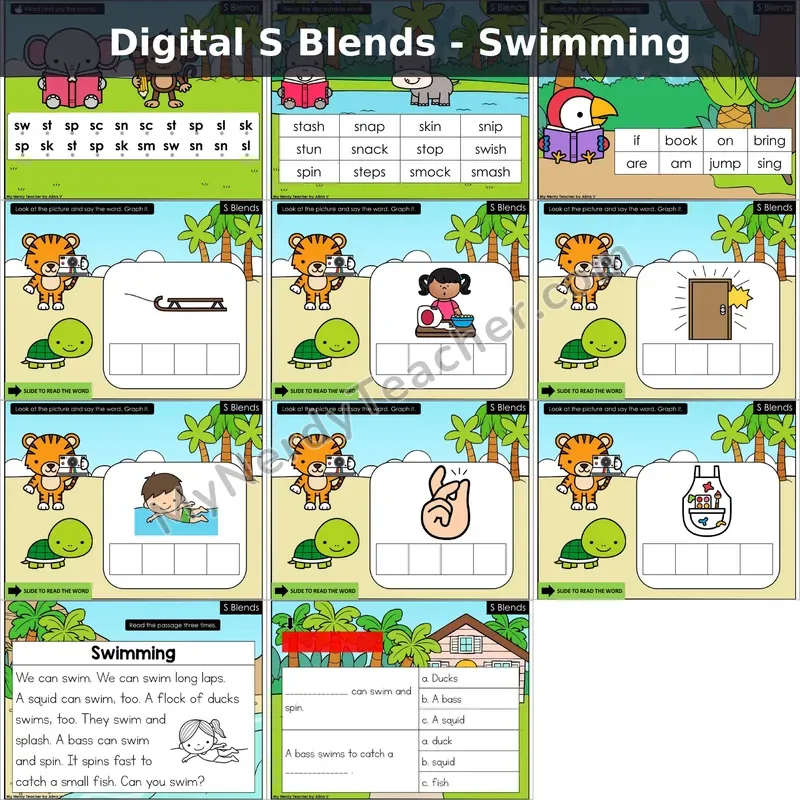 S Blends Decodable Passage — Swimming (Google Slides)