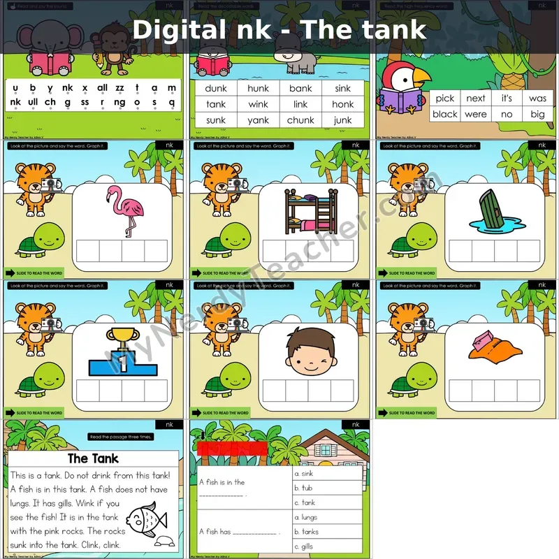 nk /ŋk/ Decodable Passage — The tank (Google Slides)