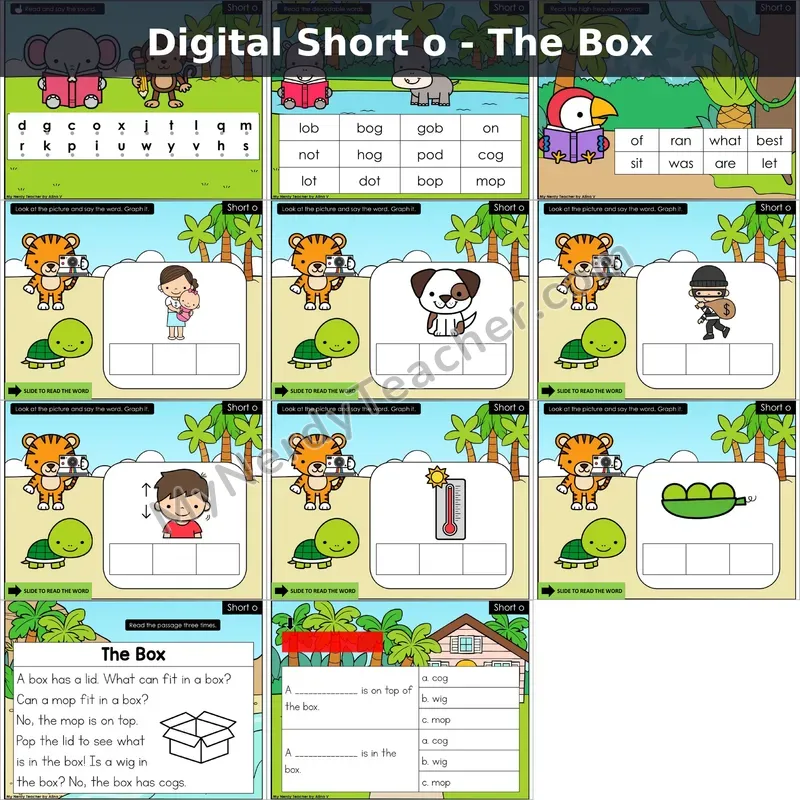 Short o /ŏ/ Decodable Passage — The Box (Google Slides)