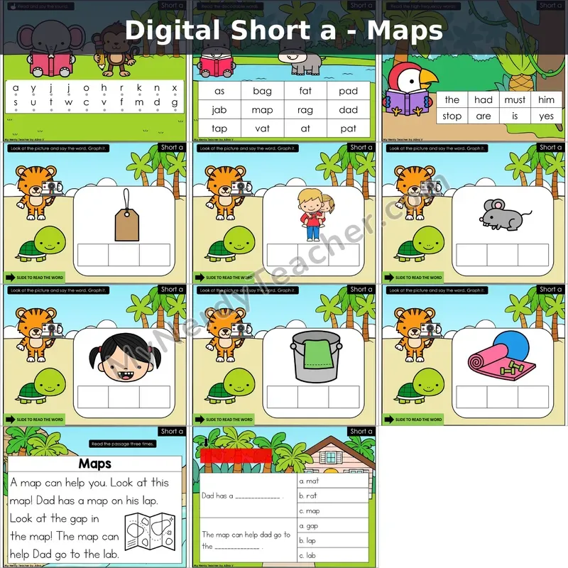 Short a /ă/ Decodable Passage — Maps (Google Slides)