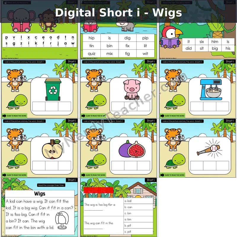 Short i /ĭ/ Decodable Passage — Wigs (Google Slides)