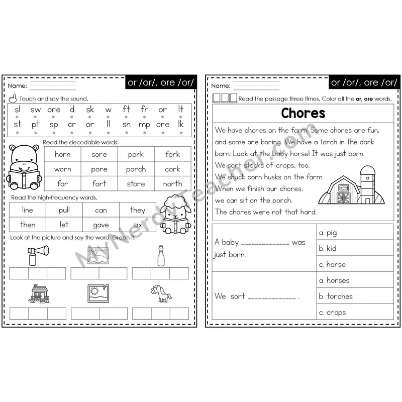 or, ore /or/ Decodable Passage — Editable PowerPoint