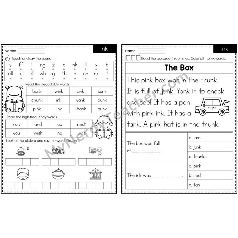 nk /ŋk/ Decodable Passage — Editable PowerPoint