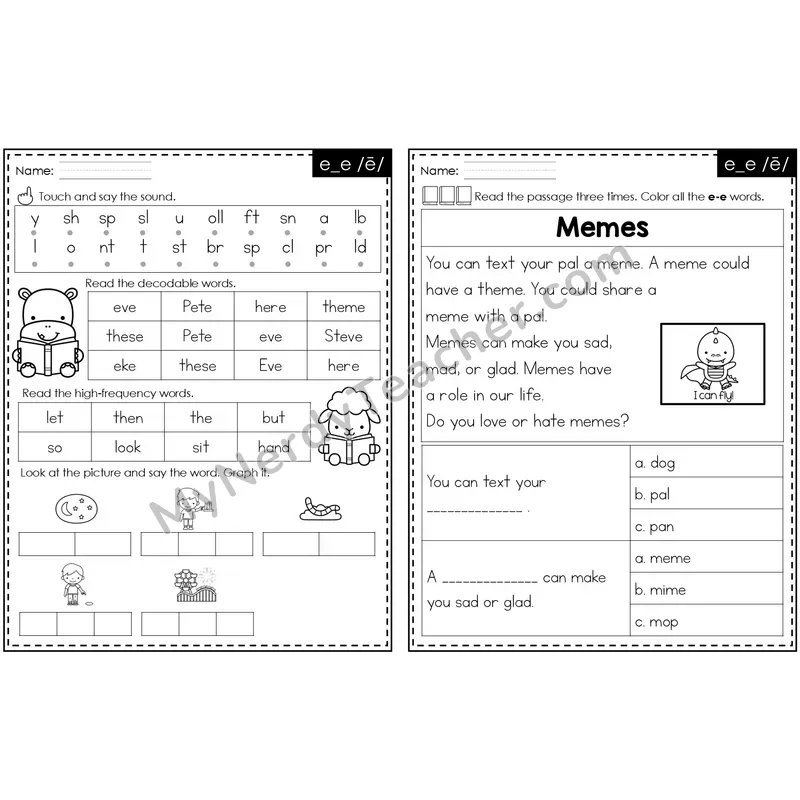 e_e /ē/ Decodable Passage — Editable PowerPoint