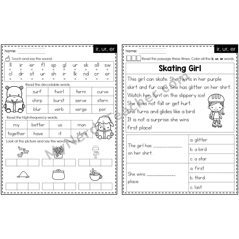 ir, ur, er /ĕr/ Decodable Passage — Editable PowerPoint